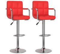 vidaXL 2x Taburetes de Cocina Casa Pub Bistró Restaurante Mostrador Asiento Reposapiés Silla Alta de Bar Moderno Ajustable Cuero Sintético Rojo