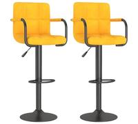 vidaXL 2X Taburetes de Cocina Casa Pub Bistró Restaurante Mostrador Asiento Reposapiés Silla Alta de Bar Moderno Ajustable Terciopelo Amarillo Mostaza