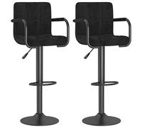 vidaXL 2X Taburetes de Cocina Casa Pub Bistró Restaurante Mostrador Asiento Reposapiés Silla Alta de Bar Moderno Ajustable Terciopelo Negro