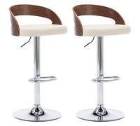 vidaXL 2X Taburetes de Cocina Cuero Sintético Madera Curvada Casa Hogar Jardín Decoración Diseño Estilo Asiento Silín Sala Banco Trona Sillón Crema