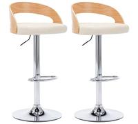vidaXL 2X Taburetes de Cocina Cuero Sintético Madera Curvada Mobiliario Resistentes Duraderos Prácticos Cómodos Elegantes Útiles Funcionales Crema