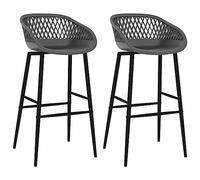 vidaXL 2X Taburetes de Cocina Muebles Interior Sillas Altas Asientos de Bar Barra Bistró Mostrador Hogar Pub Respaldo Comedor Casa Gris