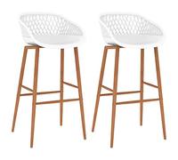 vidaXL 2X Taburetes de Cocina Muebles Interior Sillas Asientos Altas de Bar Barra Bistró Mostrador Hogar Pub Respaldo Comedor Casa Blanco