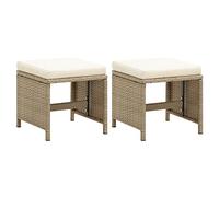vidaXL 2X Taburetes de Jardín con Cojines Unitario Mueble de Patio Terraza Balcón Silla Exterior de Tomar el Sol Café Ratán Sintético Beige