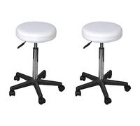 Taburetes de oficina 2 uds cuero sintético blanco
