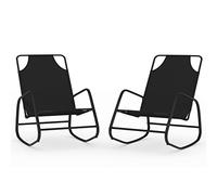 vidaXL 2X Tumbona Mecedora Reclinable Hamaca Cama de Salón Diván Asiento Jardín Patio Terraza Balcón Muebles Exterior de Acero y Textilene Negro