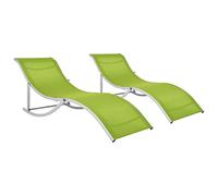 vidaXL 2X Tumbonas de Jardín Plegables Hamacas de Piscina para Tomar Sol Diván de Exterior Asientos Textilene Color Verde