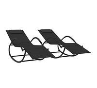 vidaXL 2X Tumbonas Mecedoras Reclinable Hamaca Cama de Salón Diván Asiento Jardín Patio Terraza Balcón Muebles Exterior Acero Negro y Textilene
