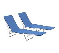 vidaXL 2X Tumbonas Plegables Azul Jardín Terraza Patio Piscina Playa Porche