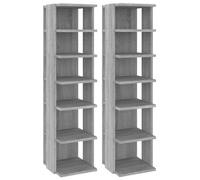 vidaXL 2X Zapateros Organizador de Zapatos Soporte Armario Pasillo Almacenaje Estantería Muebles Madera Contrachapada Gris Sonoma 27,5x27x102 cm
