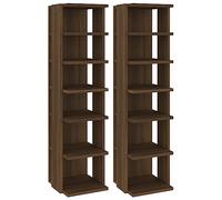 vidaXL 2X Zapateros Organizador de Zapatos Soporte Armario Pasillo Almacenaje Estantería Muebles Madera Contrachapada Roble Marrón 27,5x27x102 cm