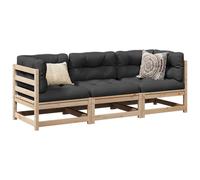 vidaXL 3 Piece Patio Sofa Set Solid Wood Pine