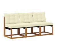 vidaXL 3 Pieza Sofá Central de Exterior, Muebles de balcón, Estilo Moderno al Aire Libre, Resistente, Madera de Acacia, Ideal para Relax en el jardín