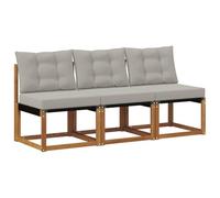 vidaXL 3 Pieza Sofá Central de Exterior, Muebles de balcón, Estilo Moderno al Aire Libre, Resistente, Madera de Acacia, Ideal para Relax en el jardín