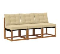 vidaXL 3 Pieza Sofá Central de Exterior, Muebles de balcón, Estilo Moderno al Aire Libre, Resistente, Madera de Acacia, Ideal para Relax en el jardín
