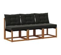 vidaXL 3 Pieza Sofá Central de Exterior, Muebles de balcón, Estilo Moderno al Aire Libre, Resistente, Madera de Acacia, Ideal para Relax en el jardín