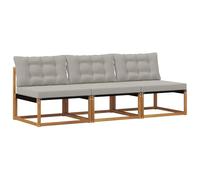 vidaXL 3 Pieza Sofá intermedio de Exterior Madera de Acacia Sólida, Muebles de Balcón, Estilo Moderno al Aire Libre, Conjunto de Lounge de Madera Acacia Duradera para Relajación y Confort Versátiles