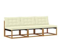 vidaXL 3 Pieza Sofá intermedio de Exterior Madera de Acacia Sólida, Muebles de Balcón, Estilo Moderno al Aire Libre, Conjunto de Lounge de Madera Acacia Duradera para Relajación y Confort Versátiles