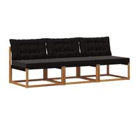 vidaXL 3 Pieza Sofá intermedio de Exterior Madera de Acacia Sólida, Muebles de Balcón, Estilo Moderno al Aire Libre, Conjunto de Lounge de Madera Acacia Duradera para Relajación y Confort Versátiles