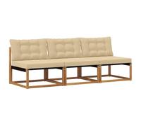 vidaXL 3 Pieza Sofá intermedio de Exterior Madera de Acacia Sólida, Muebles de Balcón, Estilo Moderno al Aire Libre, Conjunto de Lounge de Madera Acacia Duradera para Relajación y Confort Versátiles