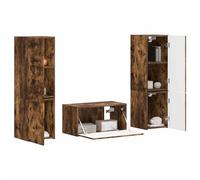 vidaXL 3 piezas de roble ahumado, elegante diseño de sala de estar, muebles con múltiples opciones de almacenamiento, unidad de entretenimiento funcional, elegante juego de decoración para la