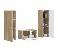 vidaXL 3 piezas de roble Sonoma, elegante diseño de sala de estar, muebles con múltiples opciones de almacenamiento, unidad de entretenimiento funcional, elegante juego de decoración para la