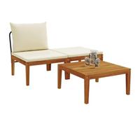 vidaXL Conjunto de jardín 3 piezas Sofá seccional de madera Natural con cojines