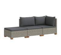 vidaXL 3 uds. Conjunto de Lounge de Ratan con Cojines GENDT Gris Kubu