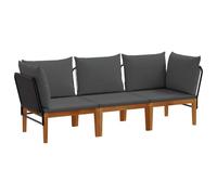 vidaXL 3 pcs Madera de Acacia Sólida y Cuerda Natural, Conjunto de jardín, diseño Modular, Limpieza fácil, sofá Exterior, Asientos cómodos para Relajarse en el Patio