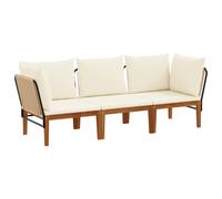 vidaXL Conjunto de jardín modular Madera de acacia sólida y cuerda natural, sofá exterior, 3 uds.