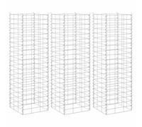 vidaXL 3X Arriate de Gaviones Jardinera Macetero Cesta Pared Alambre Maceta Flores Plantas Jardín Patio Terraza Estable Hierro 30x30x100 cm