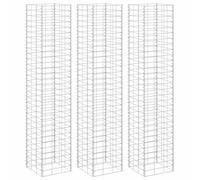 vidaXL 3X Arriate de Gaviones Jardinera Macetero Cesta Pared Alambre Maceta Flores Plantas Jardín Patio Terraza Estable Hierro 30x30x150 cm