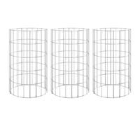 vidaXL 3X Arriate Gaviones Circular Jardinera Parterre Estructura Jaula Jardín Caja Patio Macetero Tiestos Soporte Acero Galvanizado
