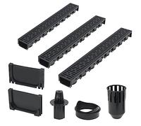 vidaXL 3x Canales Drenaje Plástico 3m Acanalamiento Desagüe Tuberia Resumidero