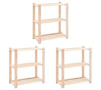 vidaXL 3X Estanterías con 3 Niveles Estantes Repisas Librería Mueble de Despacho Salon Casa 150 kg Madera de Pino Maciza