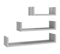 vidaXL 3X Estantes de Pared Balda Libros Casa Salón Sala de Estar Estudio Decoración Adorno Exhibición Madera Contrachapada Gris Sonoma