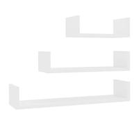 vidaXL 3X Estantes de Pared Contrachapada Blanco Mobiliario Decoración Casa Prácticos Decorativos Almacenamiento Extra Libros Premios Fotos Adornos