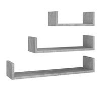vidaXL 3X Estantes Pared Contrachapada Gris Hormigón Mobiliario Decoración Prácticos Decorativos Almacenamiento Extra Libros Premios Fotos Adornos