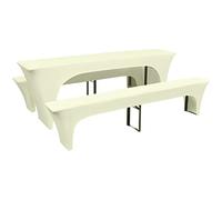 vidaXL 3X Fundas Estirables para Mesa y 2 Bancos Crema 220x50x80 cm Cubierta