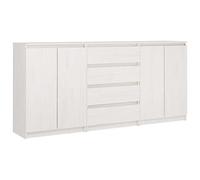vidaXL 3X Madera Maciza de Pino Armario Auxiliar Lateral Auxiliar Alacena Entrada Sala de Estar Almacenaje Organizador Salón Mueble Blanco