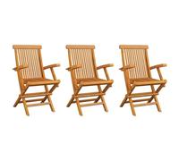 vidaXL 3X Madera Maciza de Teca Sillas de Jardín Asiento Patio Terraza Balcón Muebles Mobiliario Exterior Duradero Práctico con Respaldo