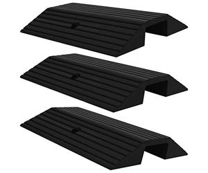 vidaXL 3x Rampa de Umbral Puente Carretera Puerta Acera Sillas de Ruedas Andador Coche Scooter Carritos Antideslizante Desmontable Goma 49x40x8 cm