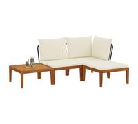 vidaXL 4 pcs Madera de Acacia Sólida y Cuerda Natural, Conjunto de jardín, diseño Modular, Limpieza fácil, sofá Exterior, Asientos cómodos para Relajarse en el Patio