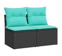 vidaXL 4 Piece Garden Sofa Set with Cushions Black Poly Rattan Acacia