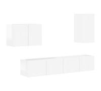 vidaXL 4 piezas de color blanco brillante, conjunto de muebles versátil, sala de estar moderna, diseño funcional para un hogar contemporáneo, almacenamiento elegante, asientos cómodos