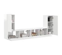 vidaXL 4 piezas de color blanco brillante, un moderno centro de entretenimiento, juego de muebles tecnológico, espacio de almacenamiento versátil y diseño práctico para tu salón