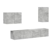 vidaXL 4 piezas de hormigón gris, conjunto de muebles versátil, sala de estar moderna, diseño funcional para un hogar contemporáneo, almacenamiento elegante, asientos cómodos