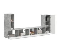 vidaXL 4 piezas de hormigón gris, un moderno centro de entretenimiento, juego de muebles tecnológico, espacio de almacenamiento versátil y diseño práctico para tu sala de estar