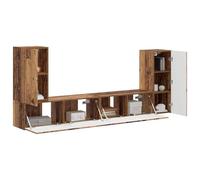 vidaXL 4 piezas de madera recuperada, un moderno centro de entretenimiento, juego de muebles tecnológico, espacio de almacenamiento versátil y diseño práctico para tu salón