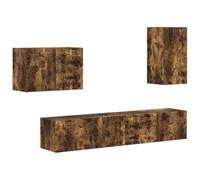 vidaXL 4 piezas de roble ahumado, conjunto de muebles versátil, sala de estar moderna, diseño funcional para un hogar contemporáneo, almacenamiento elegante, asientos cómodos